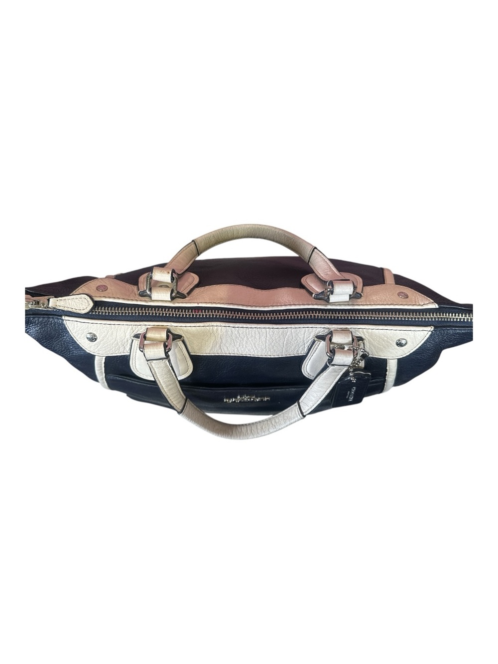 Coach Mickie Spectator Satchel Chalk and Navy Blue - Picture 8 of 17